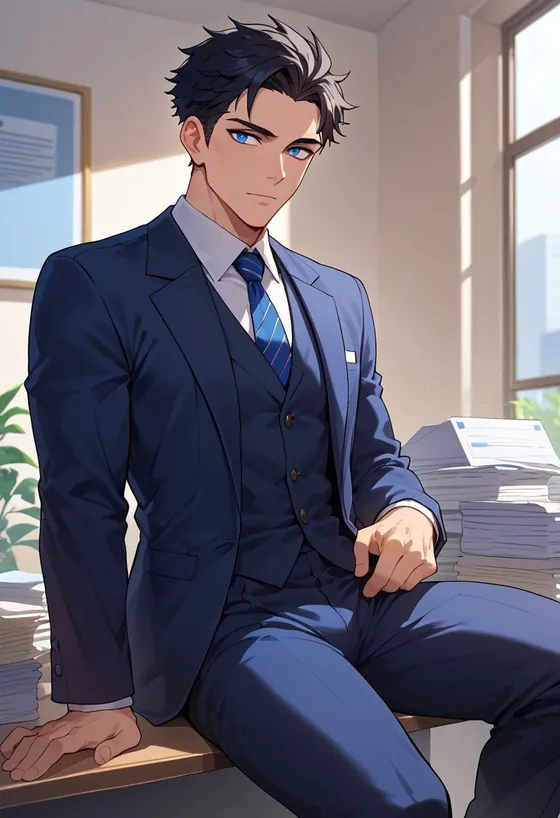 スーツ姿のアニメ系AI彼氏